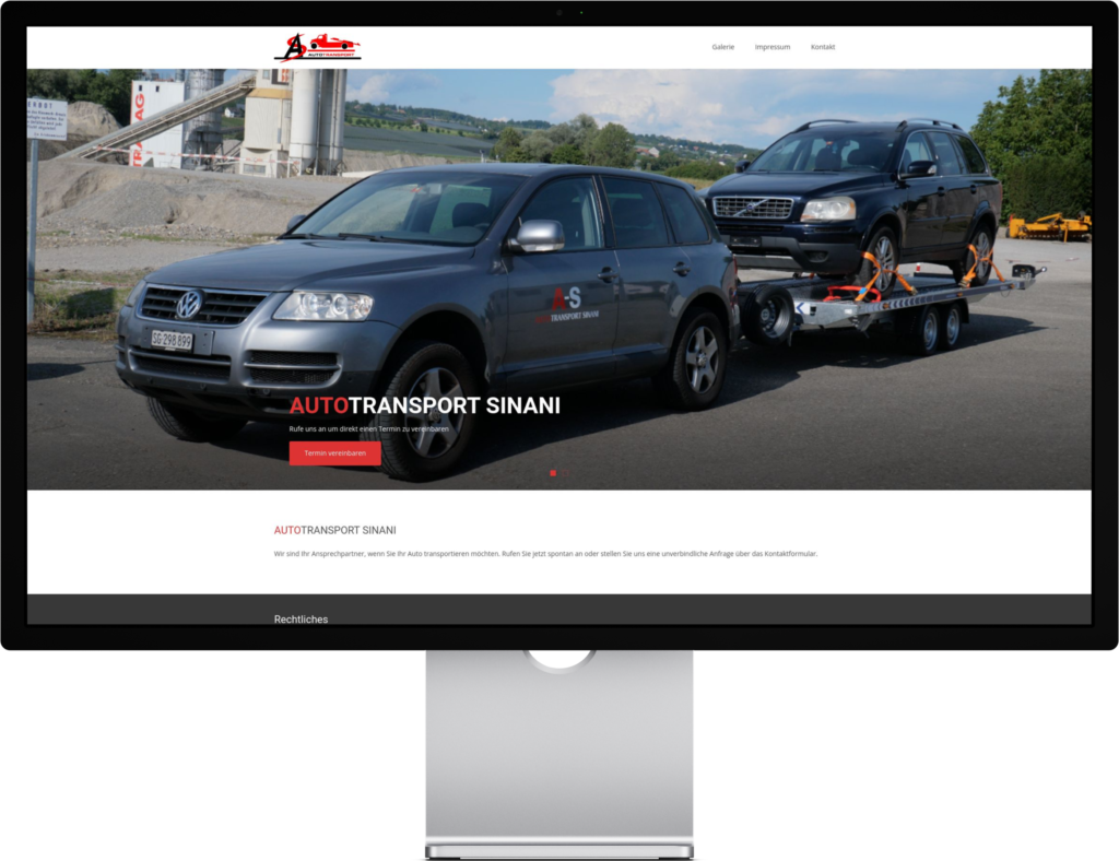 Website für AutoTransport Sinani mit Fahrzeugtransport