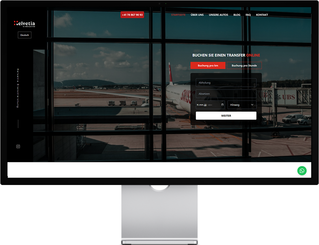 Website mit Buchungssystem für Helvetia Limousine